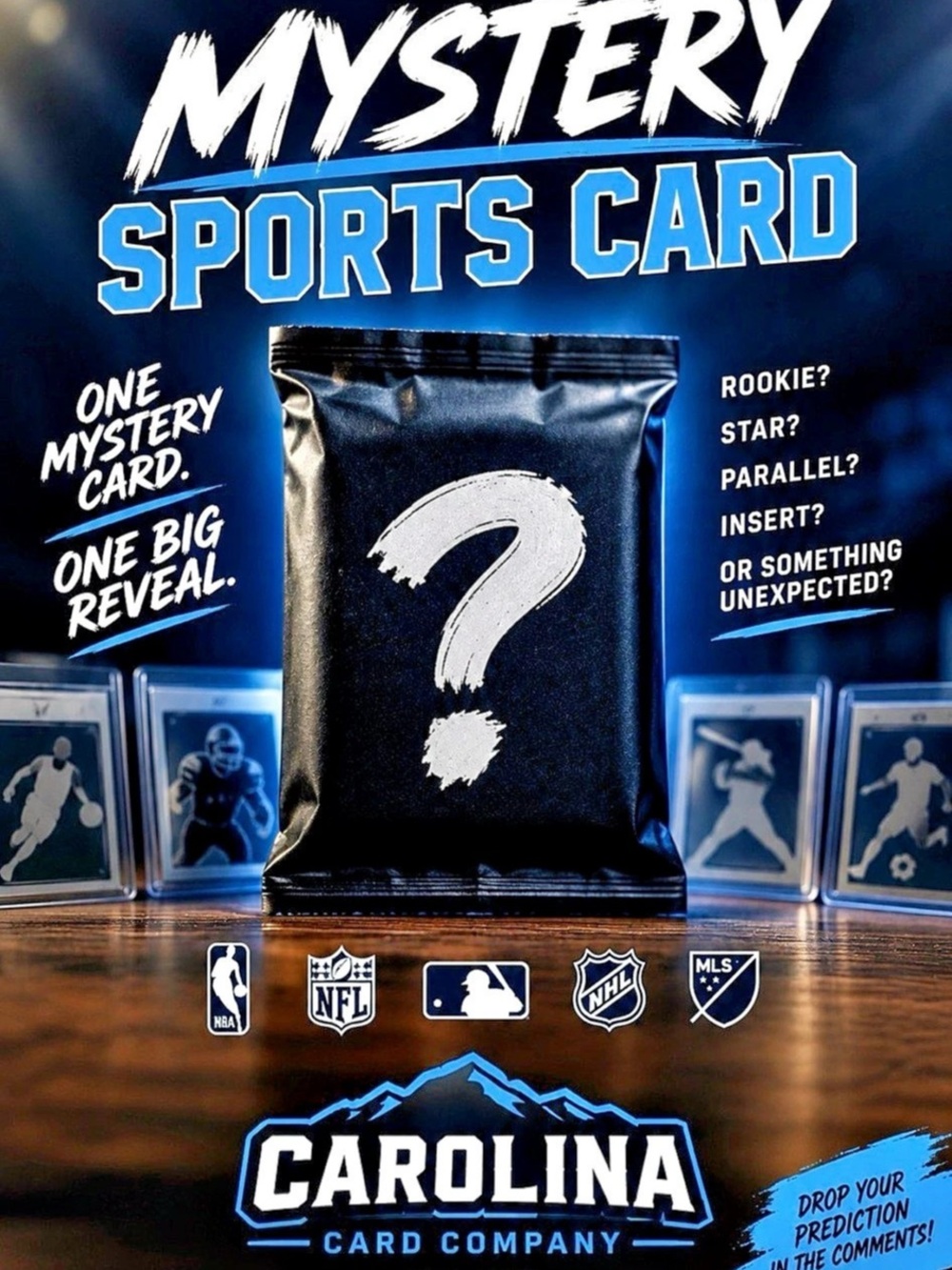 Mystery Sports Card Pack (1 autographed card)
Contains 50 + cards
Multiple sp